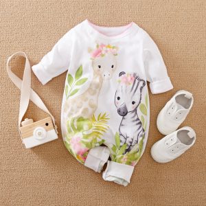 Pijama para Bebé con estampado diseño de jirafa y cebra
