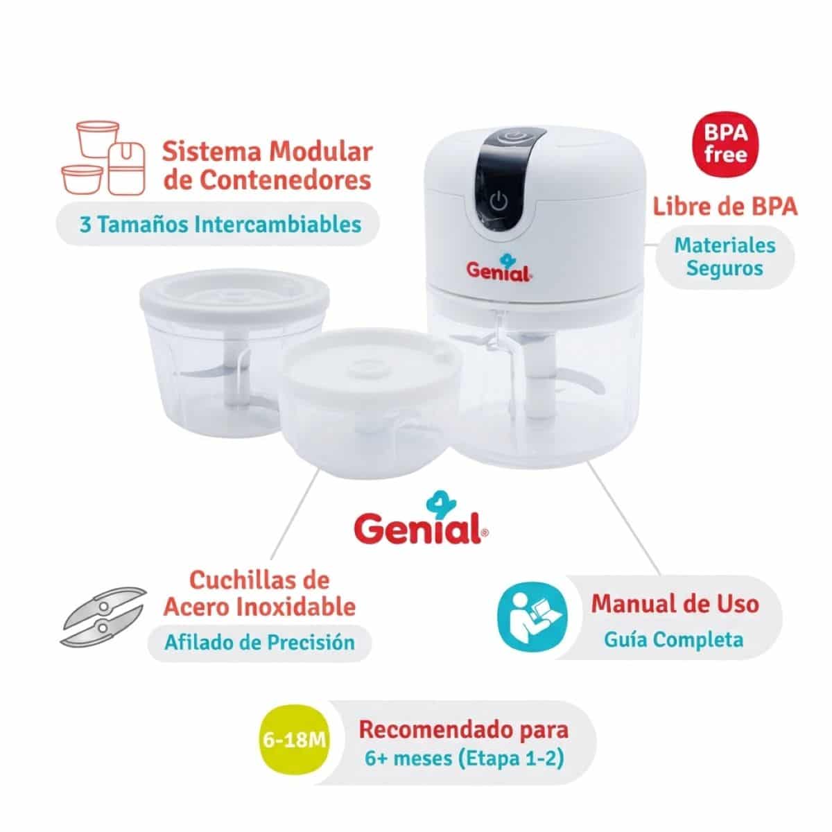 Procesador de alimentos Genial de 450 ml para comidas blandas con motor de alta velocidad (copia) - Image 2
